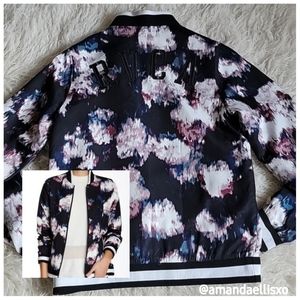 NEW! RVCA The One Sport Bomber Jacket Black Blue Watercolor